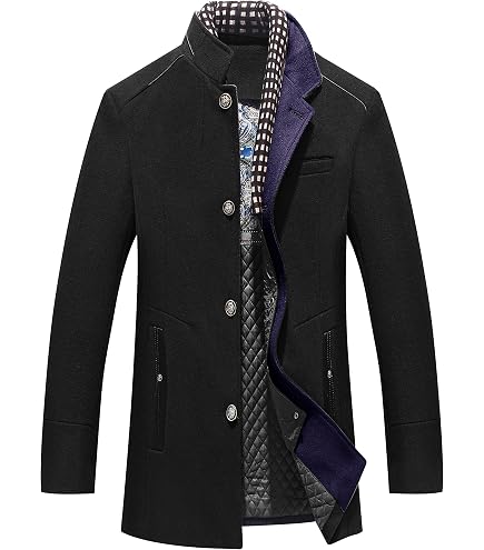 Lars Amadeus Men's Winter Coat Classic Double Breasted Stand